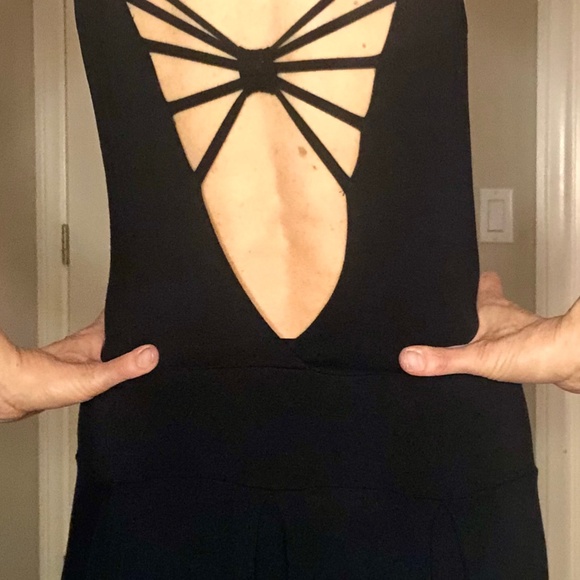 Black Cotton Designer Sample Dress with Sexy Back - Picture 2 of 9